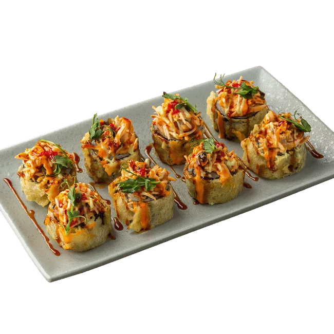 Ролл с угрём и крабом