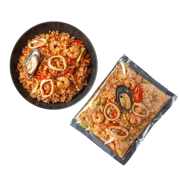 Удон с морепродуктами, овощами и соусом терияки 600 г