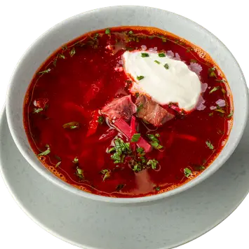 Борщ с говядиной и сметаной