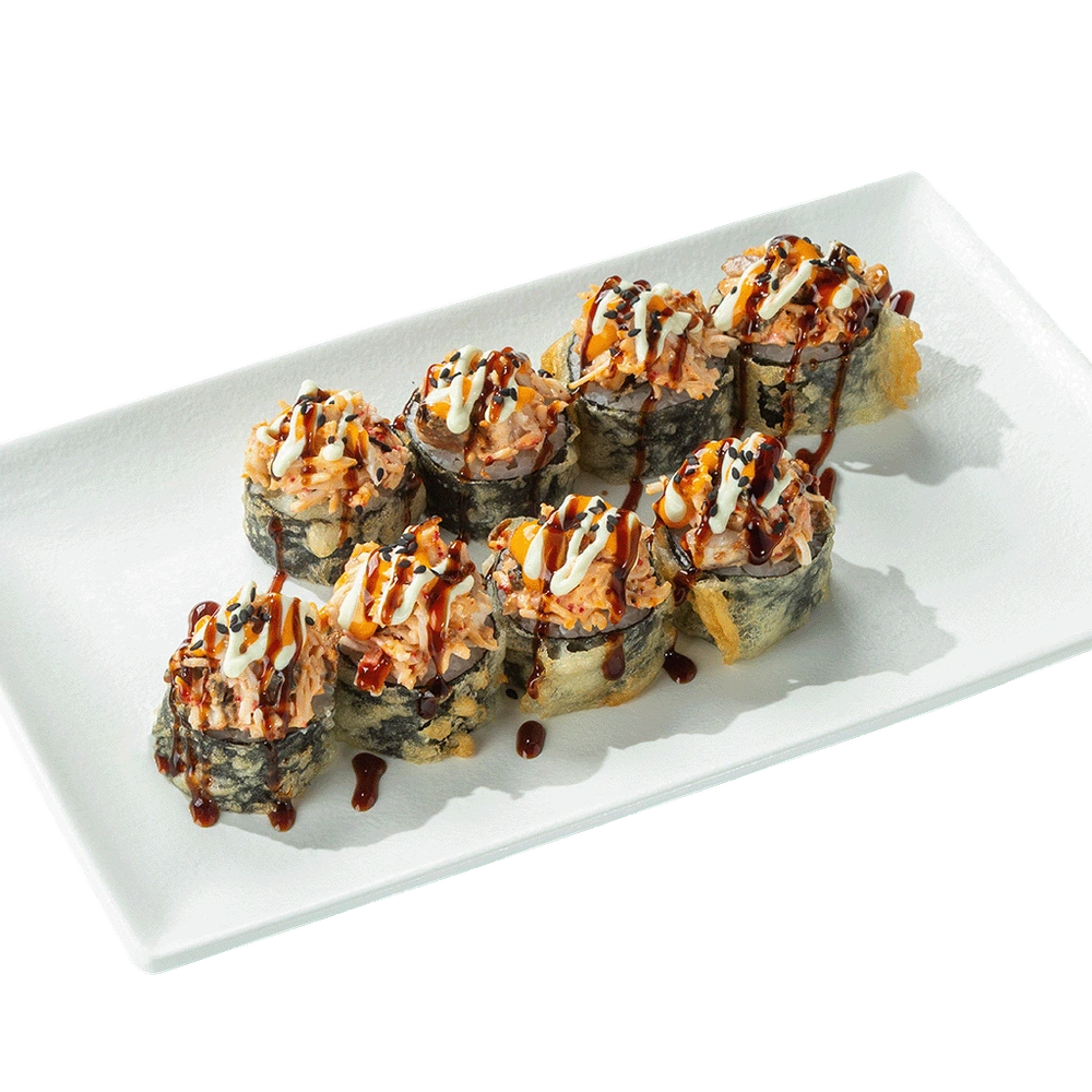 Ролл с угрём и крабом