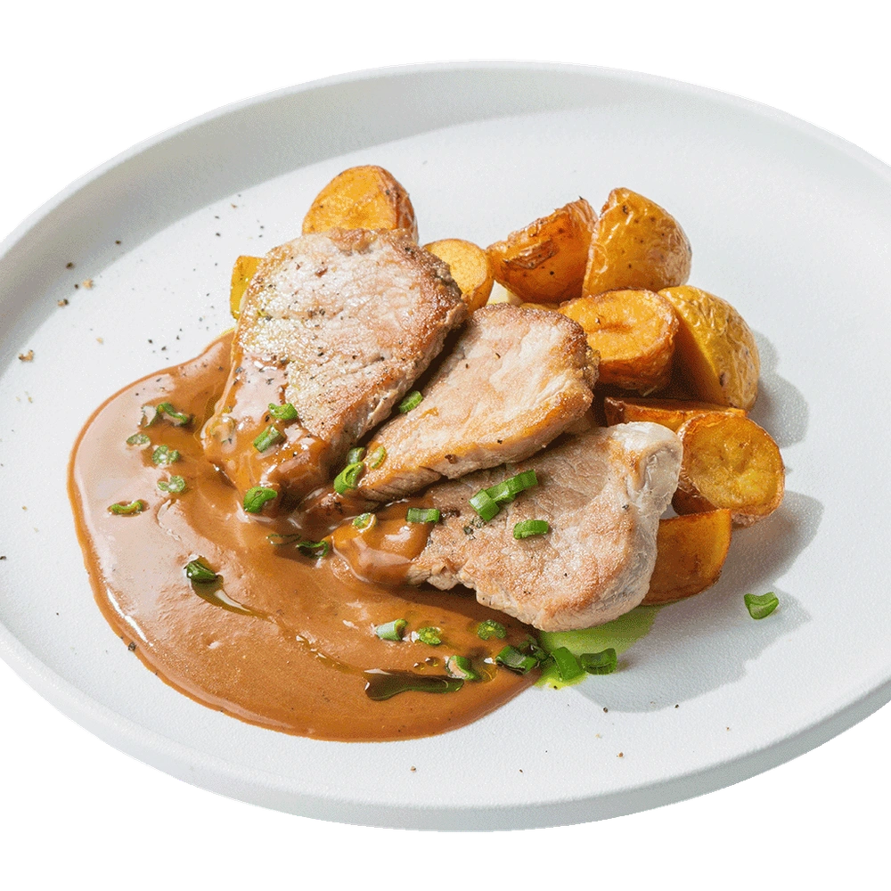 Медальоны из свинины с беби-картофелем