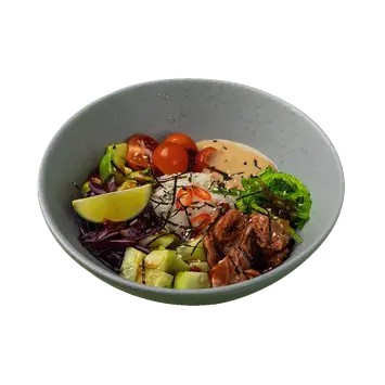 Поке с рисом и соевым мясом