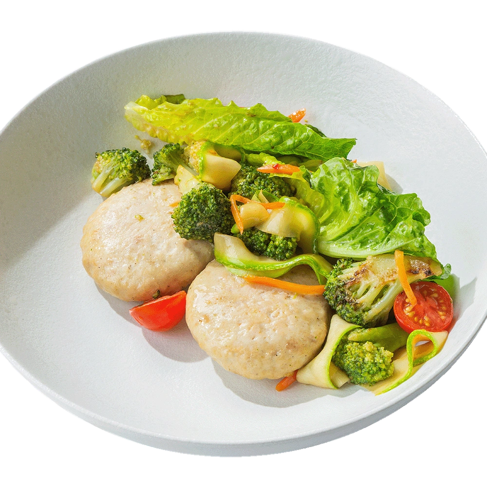Котлеты из цыплёнка на пару с овощами