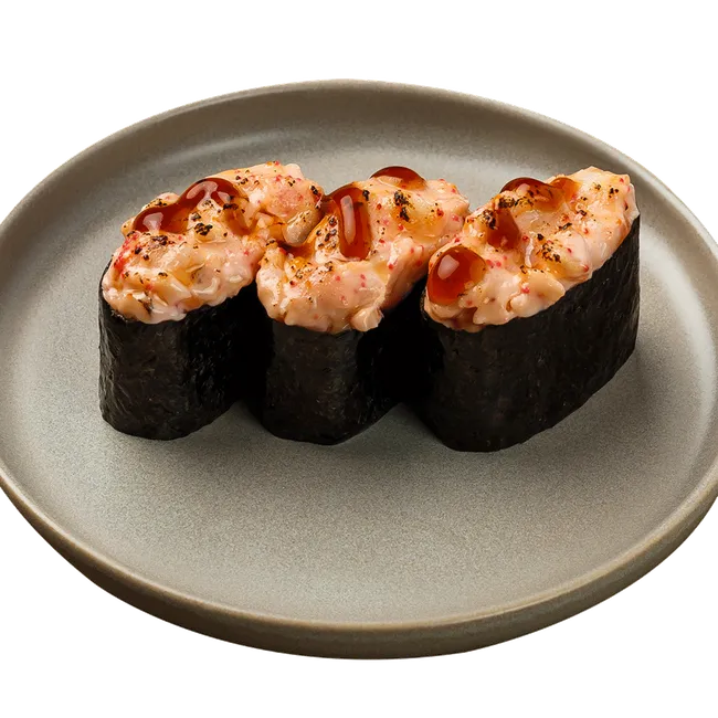 Суши, запечённые под сырным соусом креветка (3 шт.)