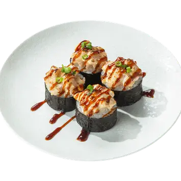 Запечённый ролл с гребешками и угрём 1/2