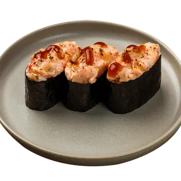 Суши, запечённые под сырным соусом креветка (3 шт.)